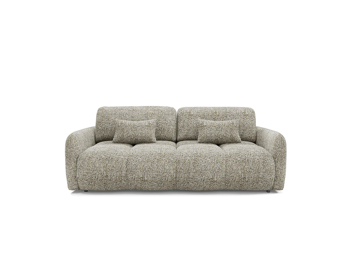 Canapé convertible 3 places avec coffre en tissu chiné gris VITTORIA