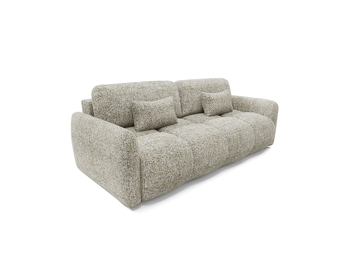 Canapé convertible 3 places avec coffre en tissu chiné gris VITTORIA