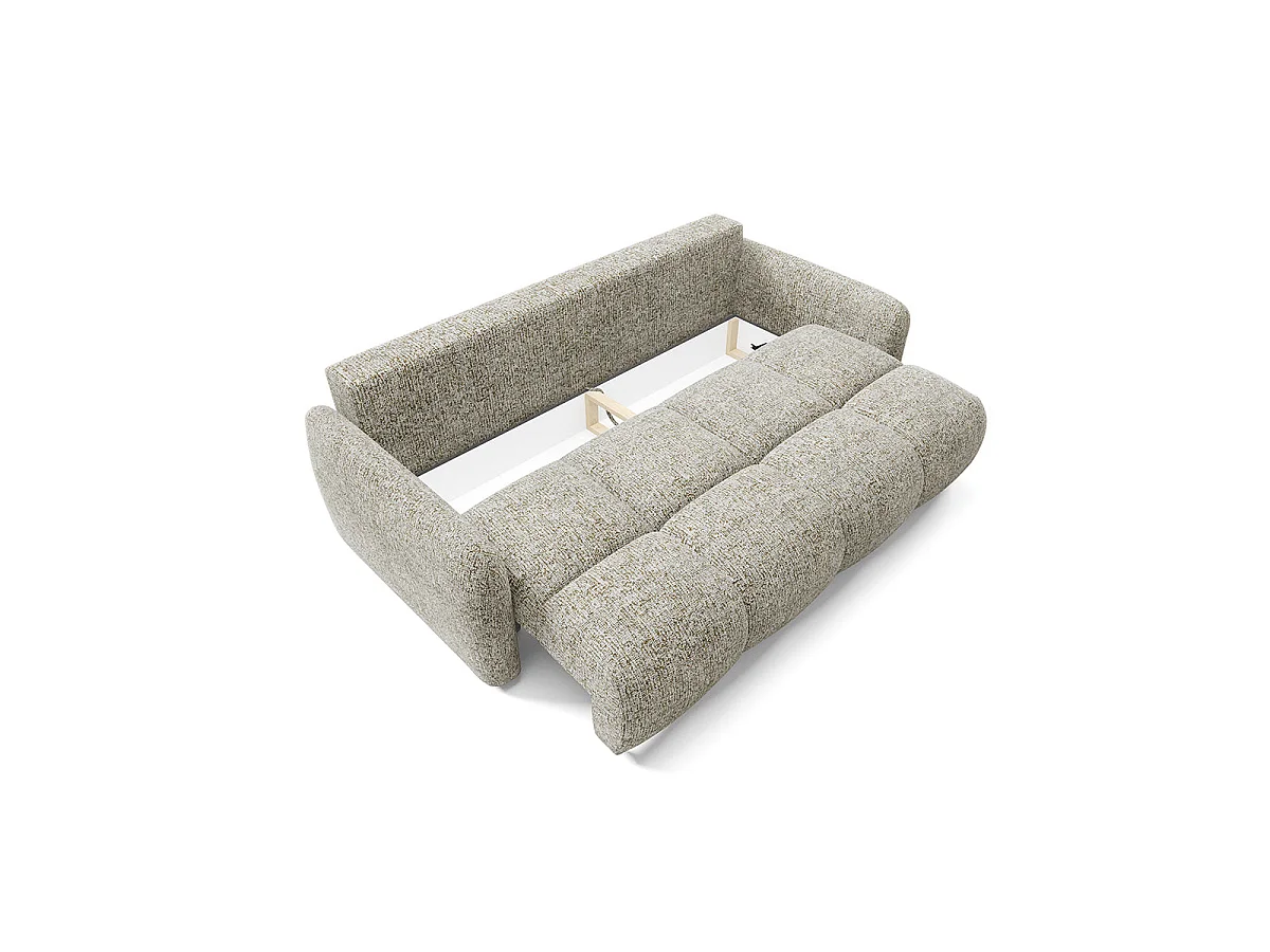 Canapé convertible 3 places avec coffre en tissu chiné gris VITTORIA