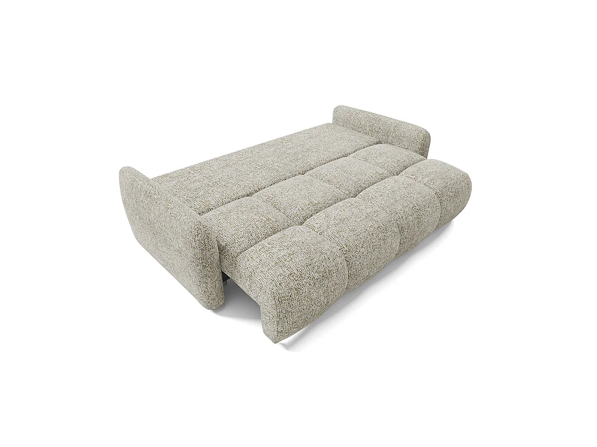 Canapé convertible 3 places avec coffre en tissu chiné gris VITTORIA