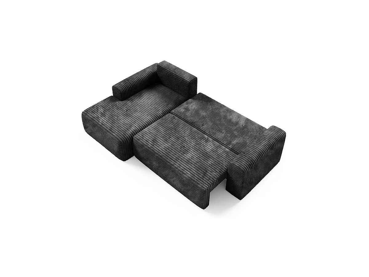Canapé d'angle gauche convertible 3 places avec coffre en tissu noir ROMEO