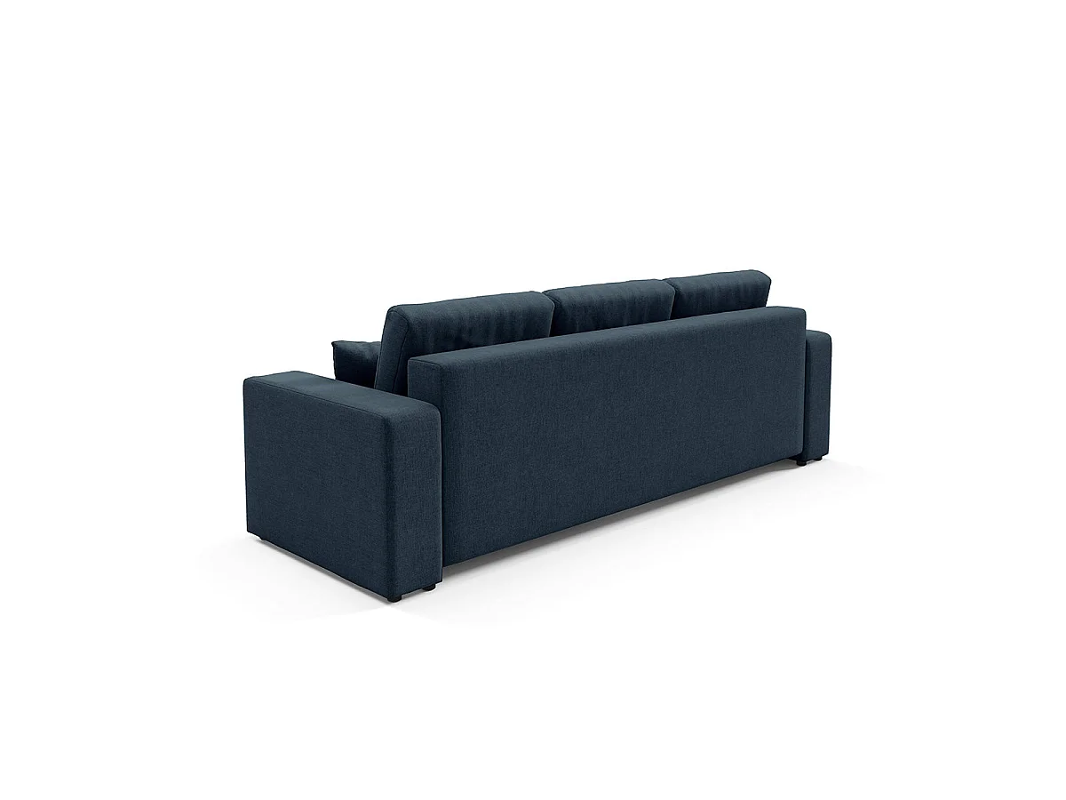 Canapé convertible 3 places avec coffre en tissu bleu GIULIA
