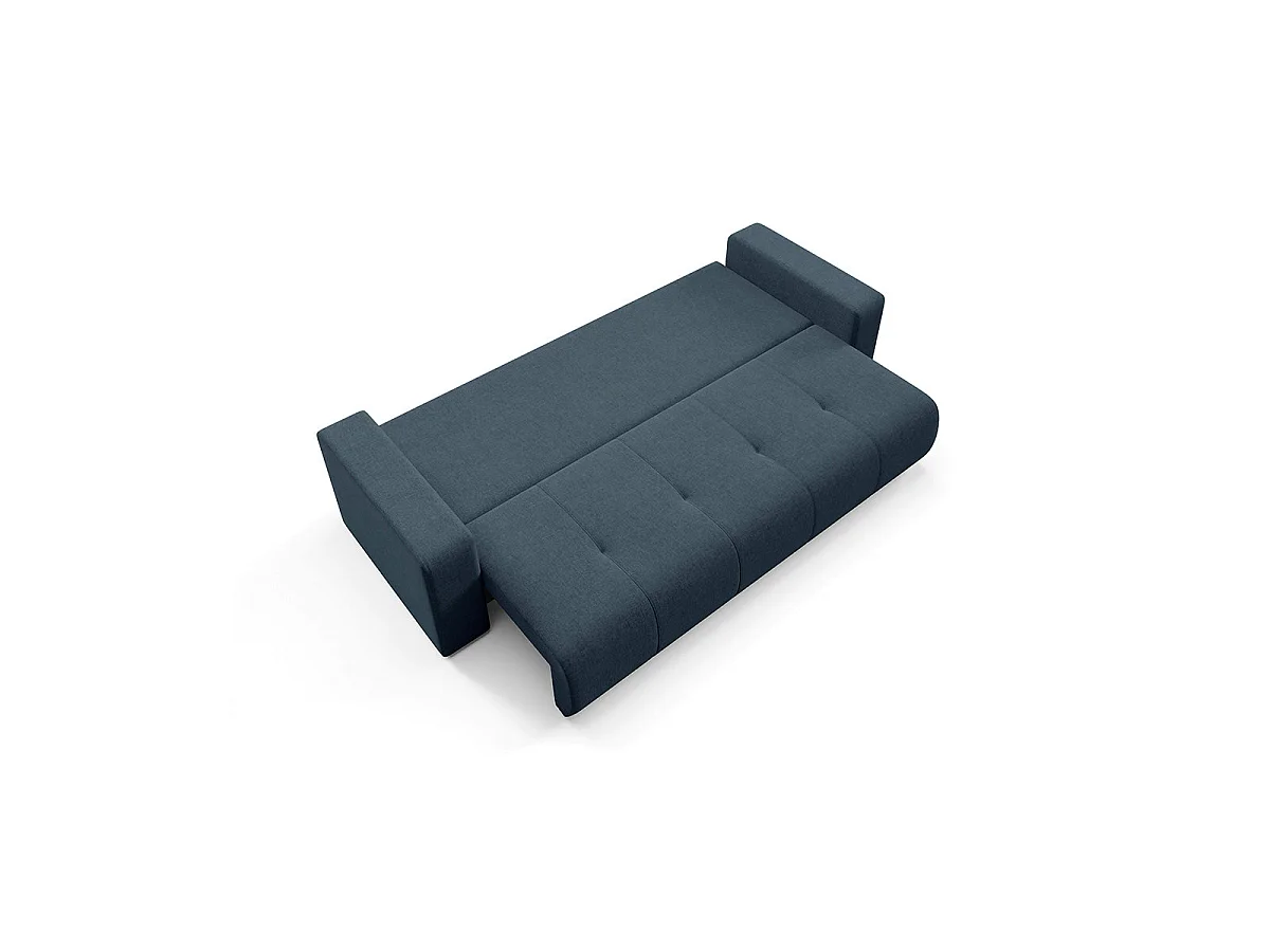 Canapé convertible 3 places avec coffre en tissu bleu GIULIA