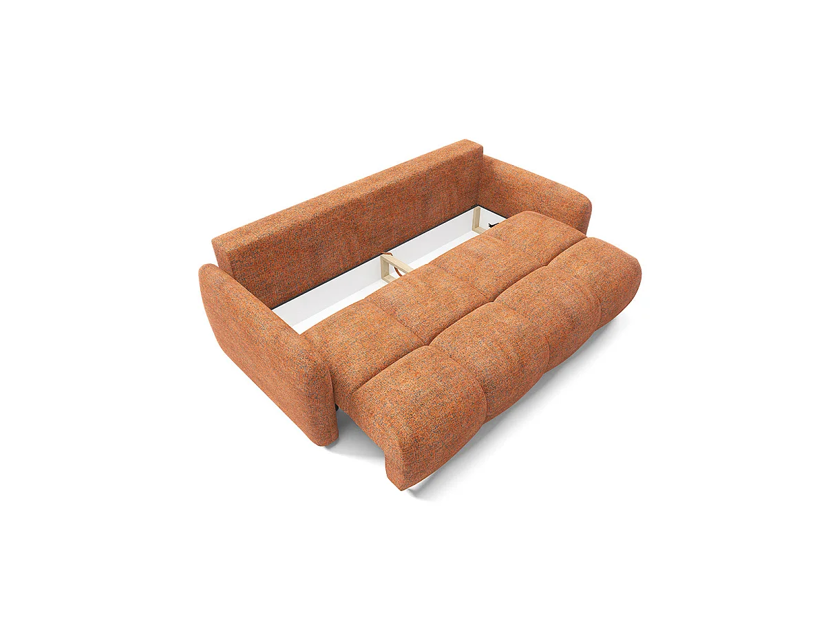 Canapé convertible 3 places avec coffre en tissu orange VITTORIA