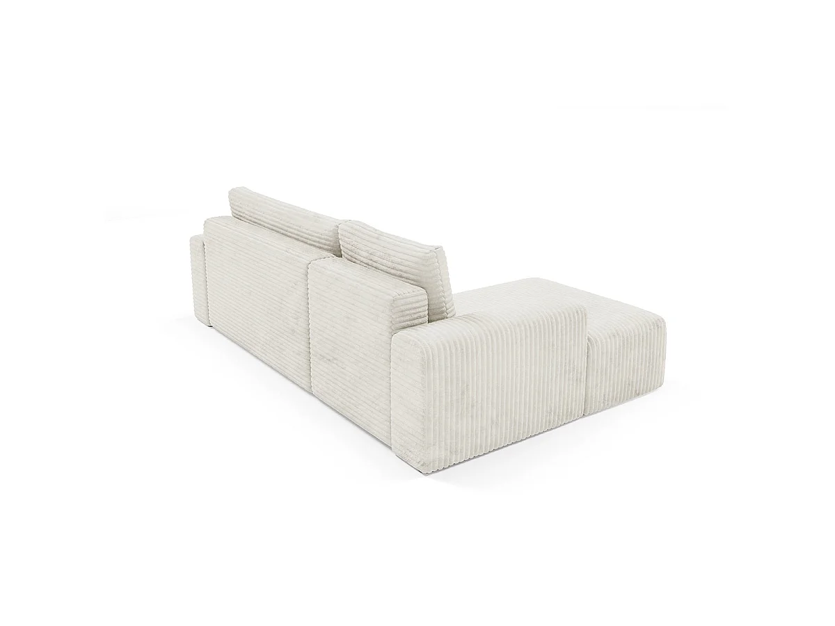 Canapé d'angle gauche convertible 3 places avec coffre en tissu blanc ROMEO