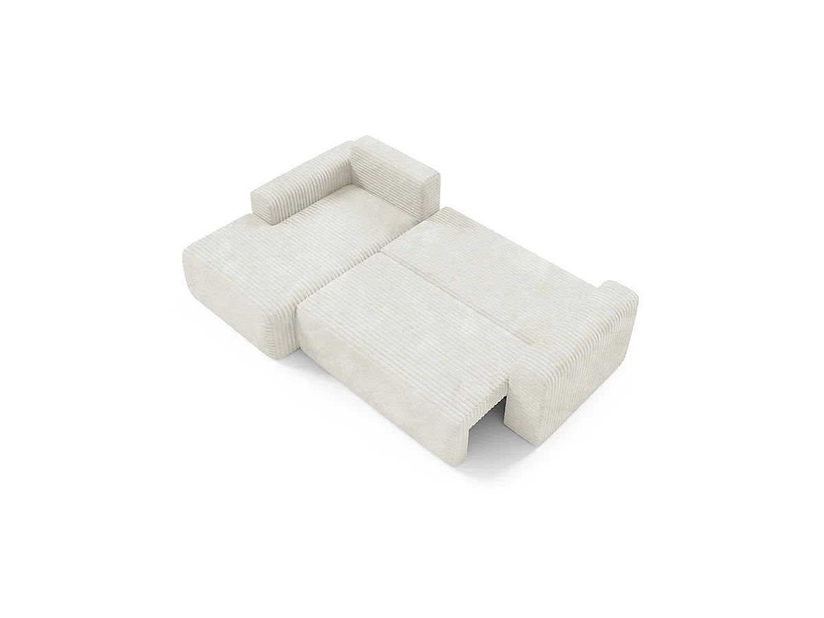 Canapé d'angle gauche convertible 3 places avec coffre en tissu blanc ROMEO