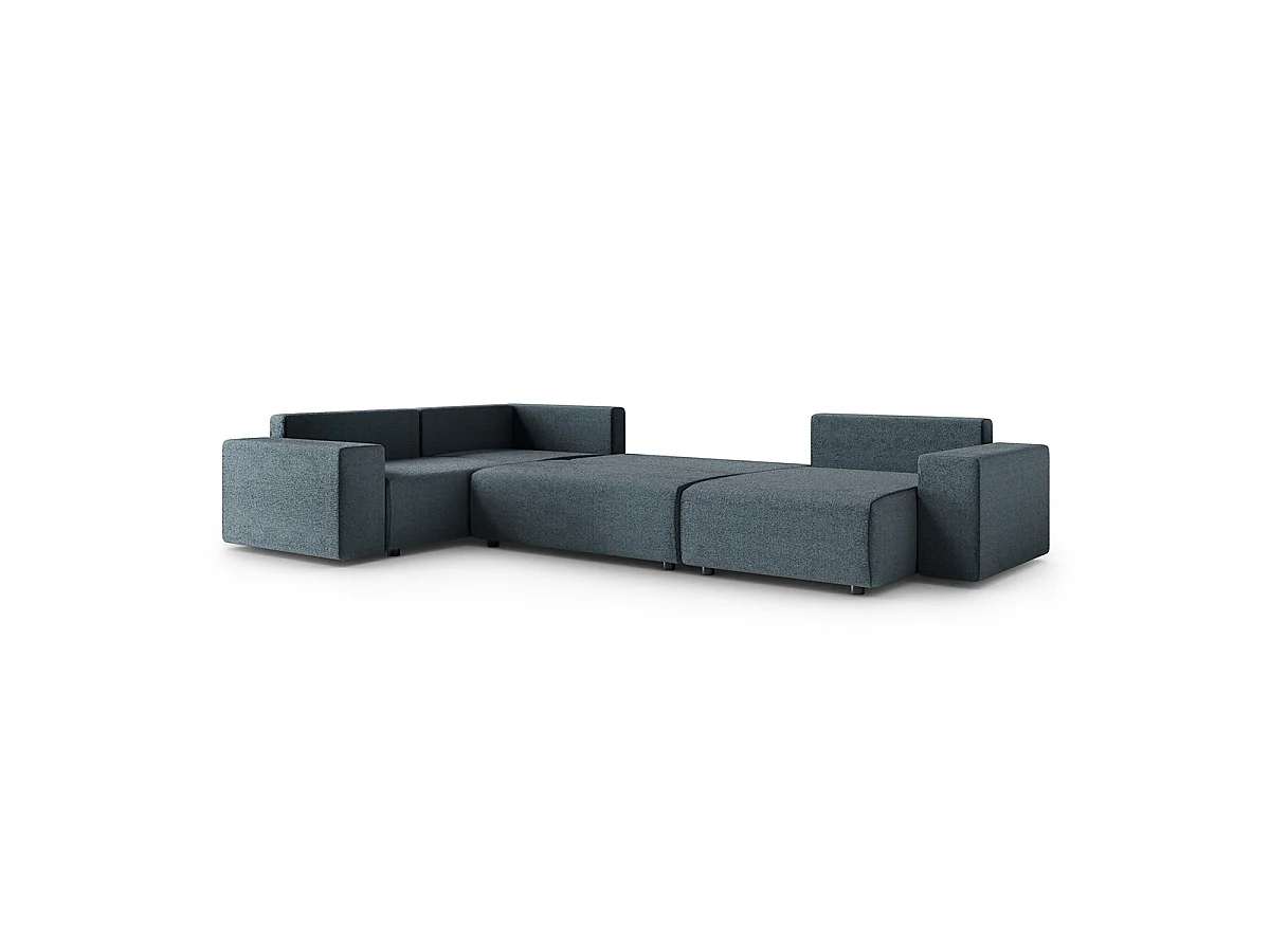 Canapé en U 5 places angle gauche convertible avec coffre Lorenzo Gris foncé