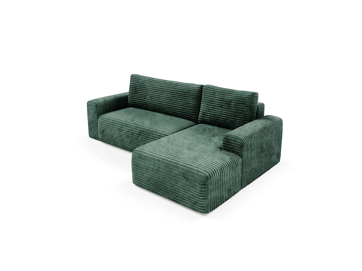 Canapé d'angle droit convertible 3 places avec coffre Romeo Vert sapin