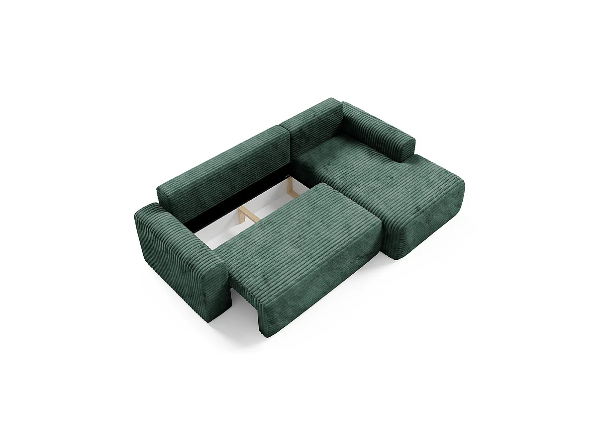 Canapé d'angle droit convertible 3 places avec coffre Romeo Vert sapin