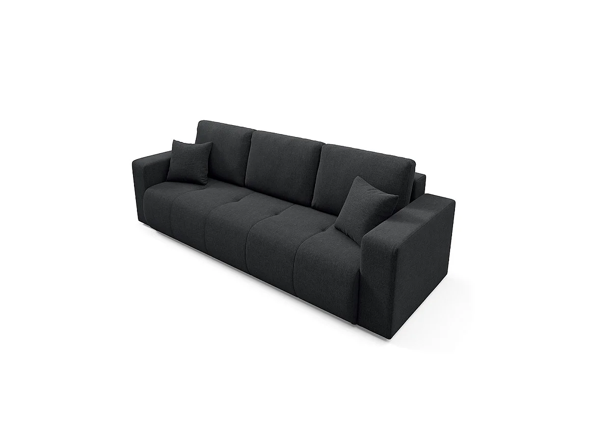 Canapé convertible 3 places avec coffre en tissu noir GIULIA