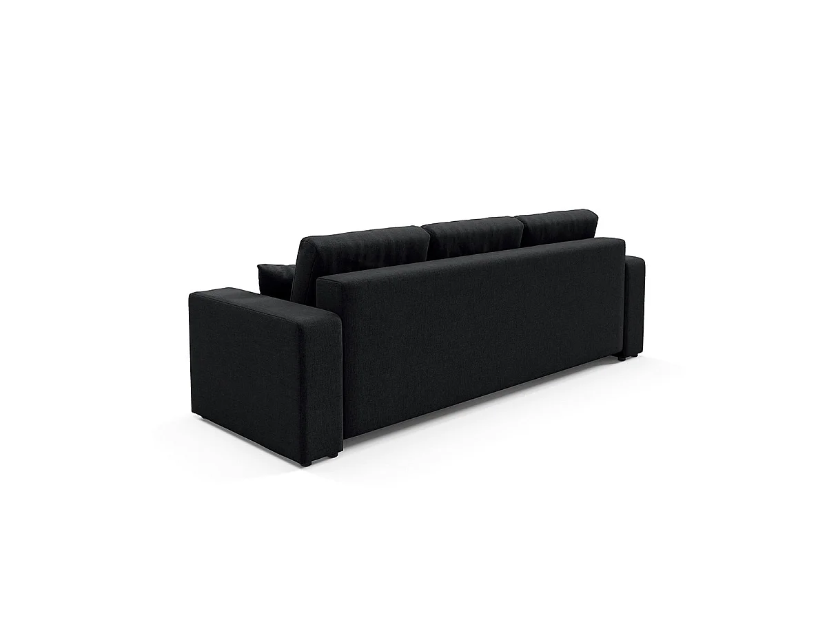 Canapé convertible 3 places avec coffre en tissu noir GIULIA