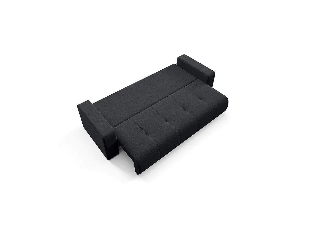 Canapé convertible 3 places avec coffre en tissu noir GIULIA