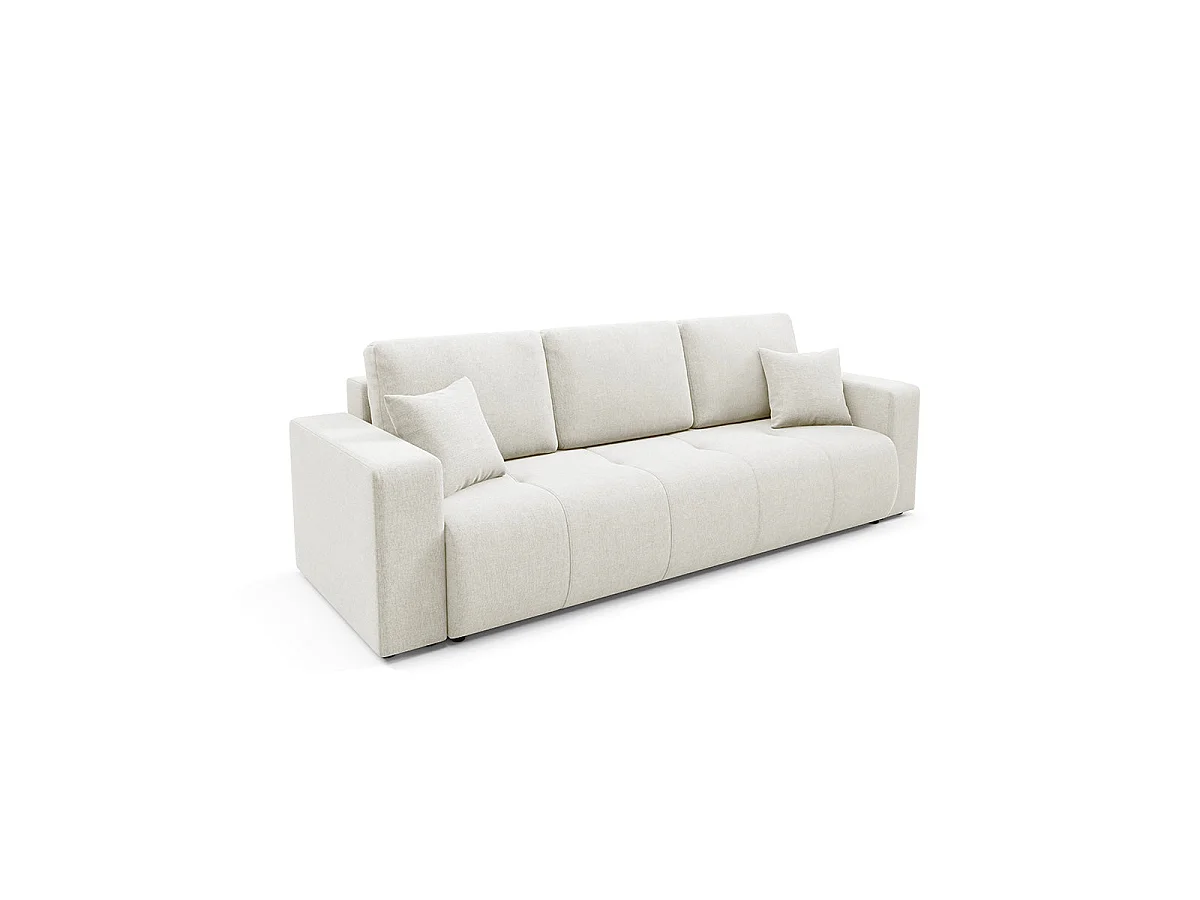 Canapé convertible 3 places avec coffre en tissu blanc GIULIA