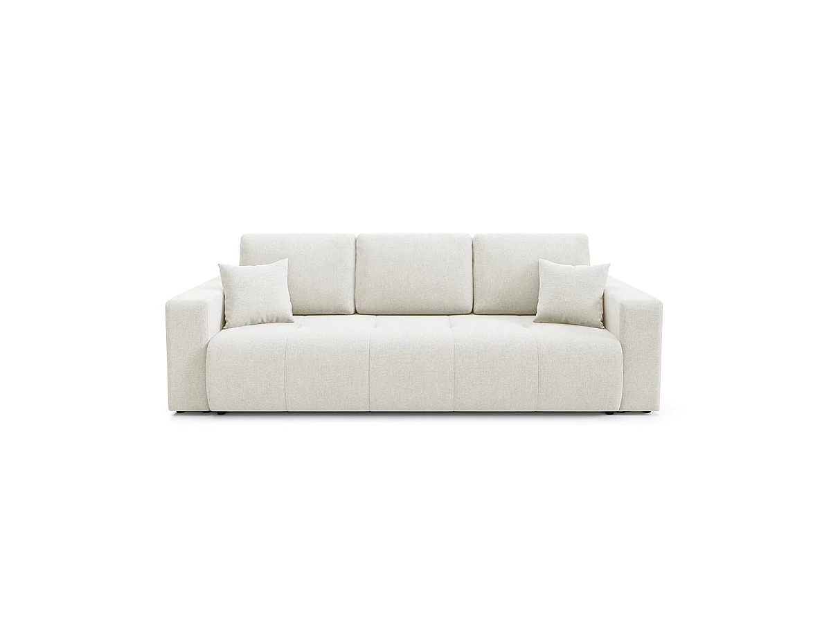 Canapé convertible 3 places avec coffre en tissu blanc GIULIA