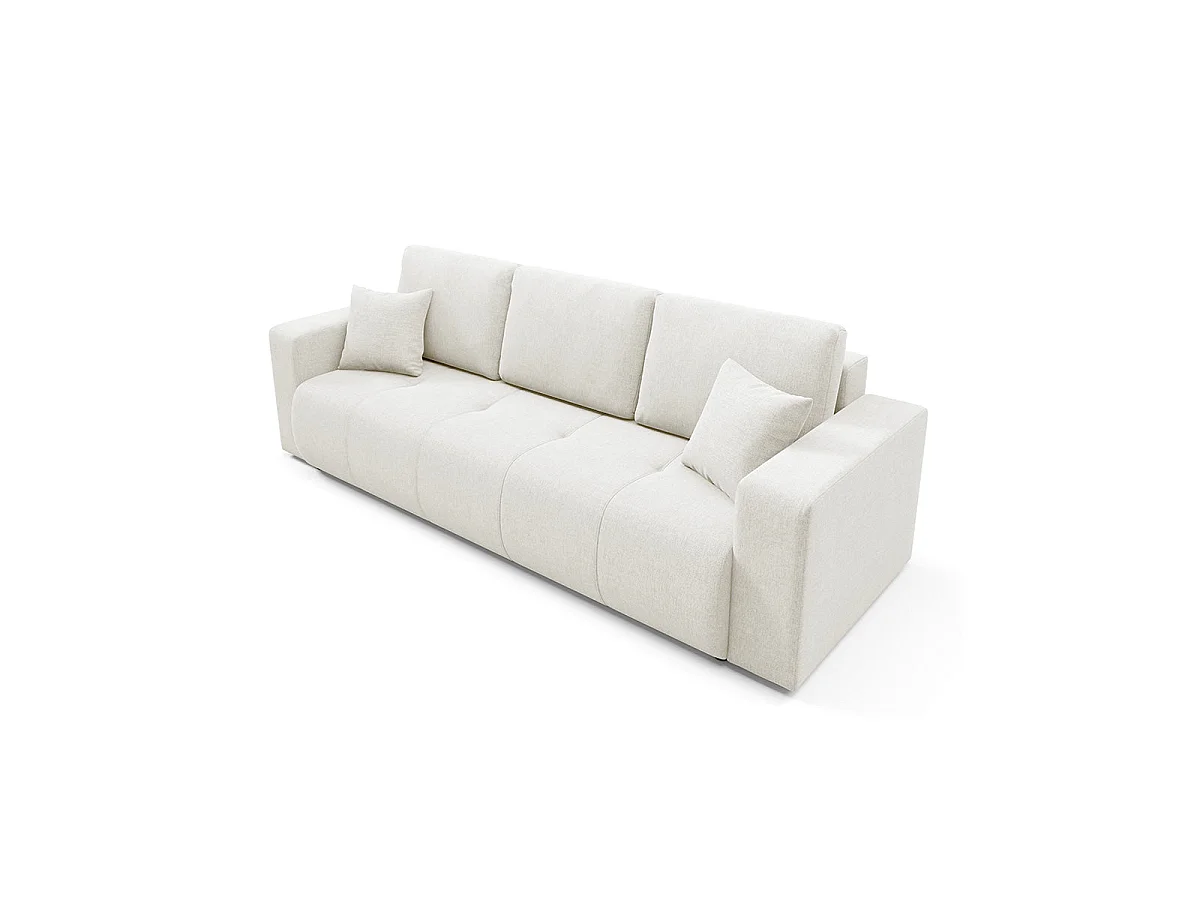 Canapé convertible 3 places avec coffre en tissu blanc GIULIA