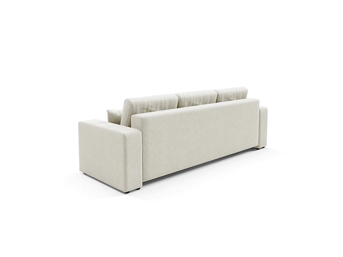 Canapé convertible 3 places avec coffre en tissu blanc GIULIA
