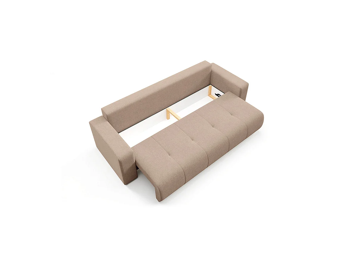 Canapé convertible 3 places avec coffre en tissu blanc GIULIA