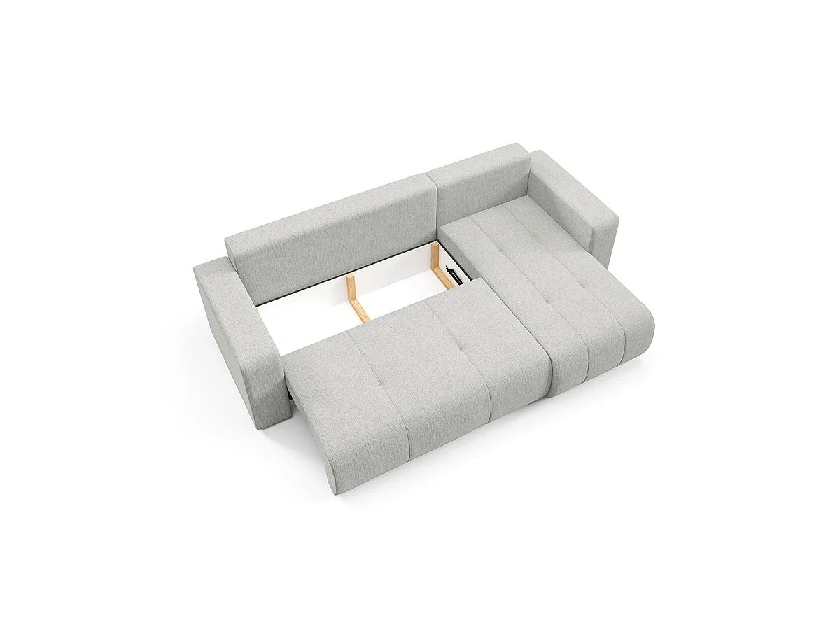 Canapé d'angle réversible convertible 3 places avec coffre Vasco Gris clair