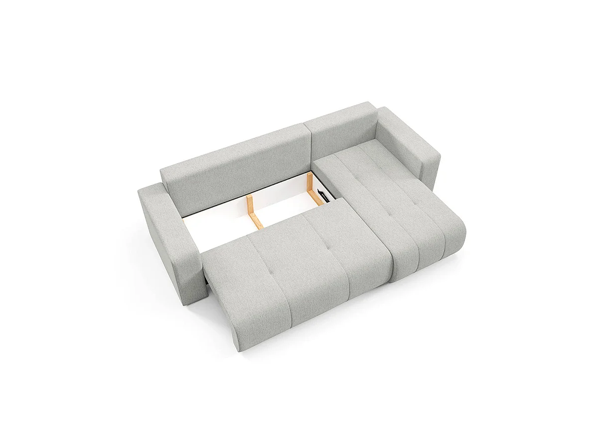 Canapé d'angle convertible 3 places réversible avec coffre en tissu gris clair VASCO