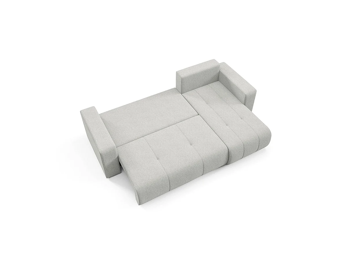 Canapé d'angle convertible 3 places réversible avec coffre en tissu gris clair VASCO