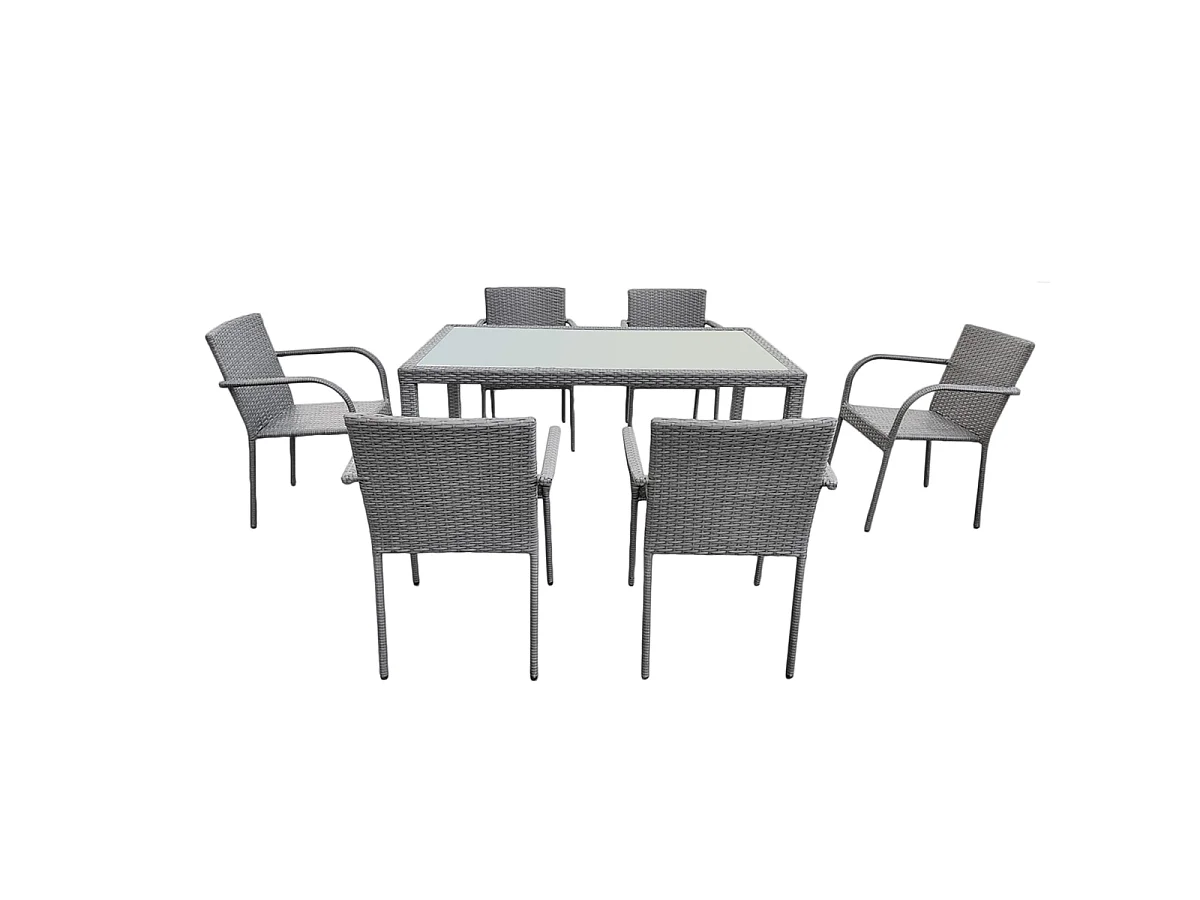 Conjunto de mesa e cadeiras de jardim de 6 lugares Rio Grey