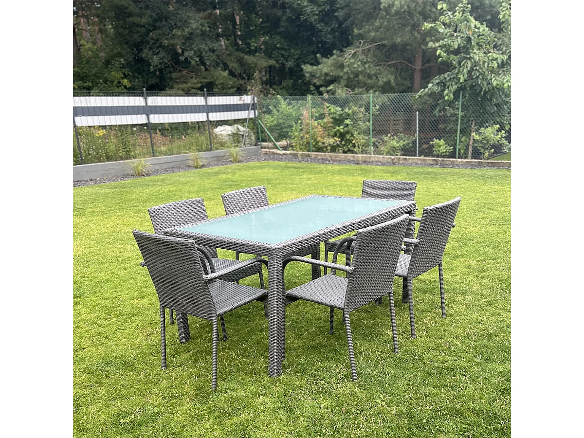 Conjunto de mesa e cadeiras de jardim de 6 lugares Rio Grey