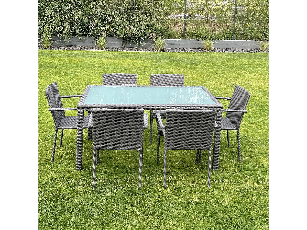 Conjunto de mesa e cadeiras de jardim de 6 lugares Rio Grey