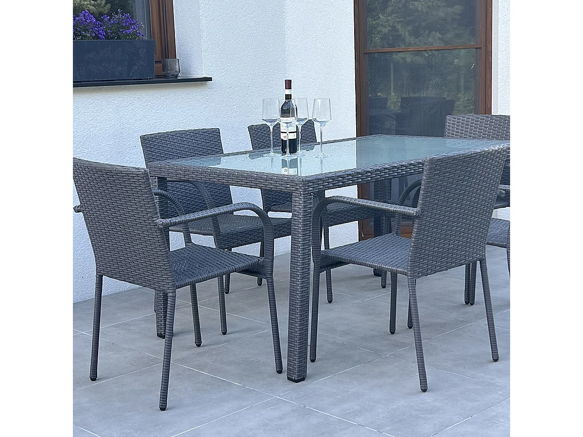 Conjunto de mesa e cadeiras de jardim de 6 lugares Rio Grey