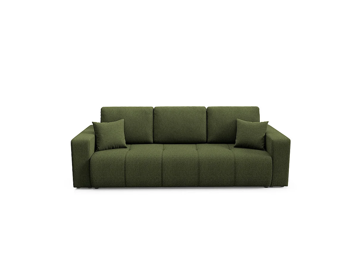 Canapé convertible 3 places avec coffre en tissu vert VASCO