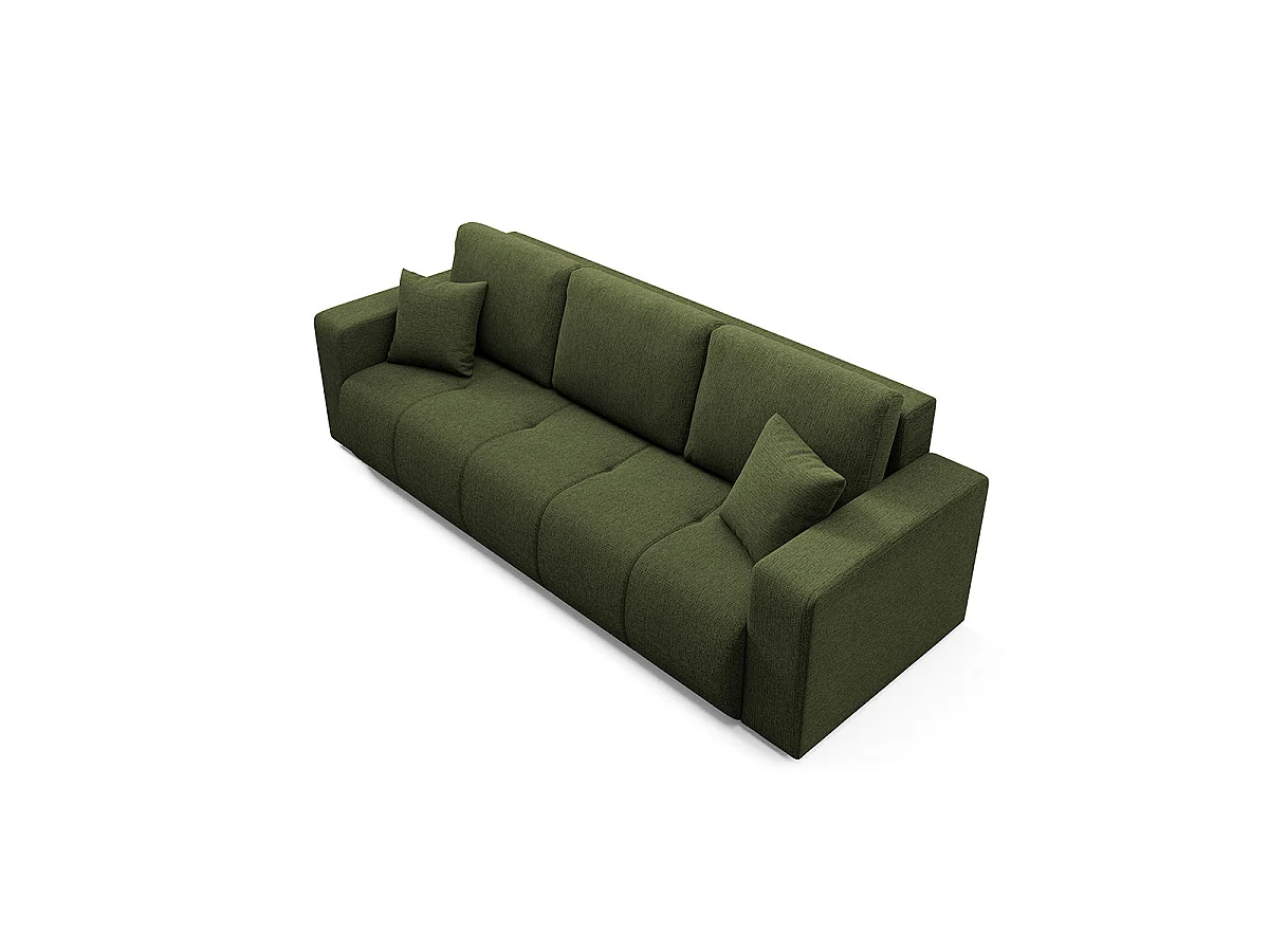 Canapé convertible 3 places avec coffre en tissu vert VASCO