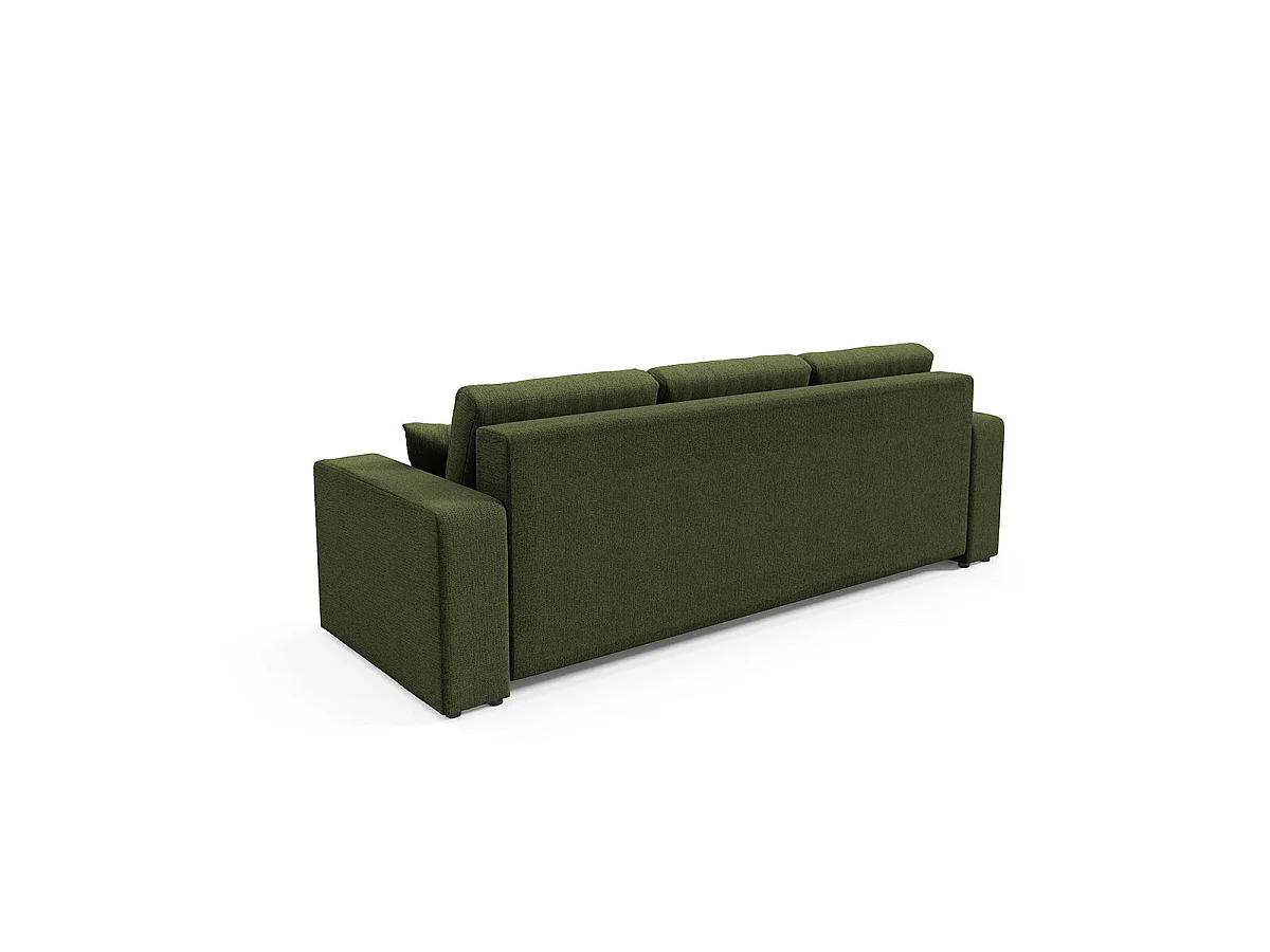 Canapé convertible 3 places avec coffre en tissu vert VASCO
