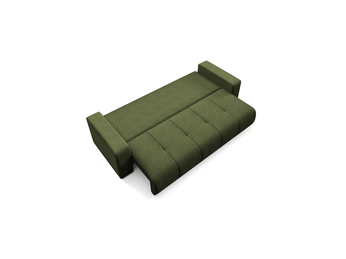 Canapé convertible 3 places avec coffre en tissu vert VASCO