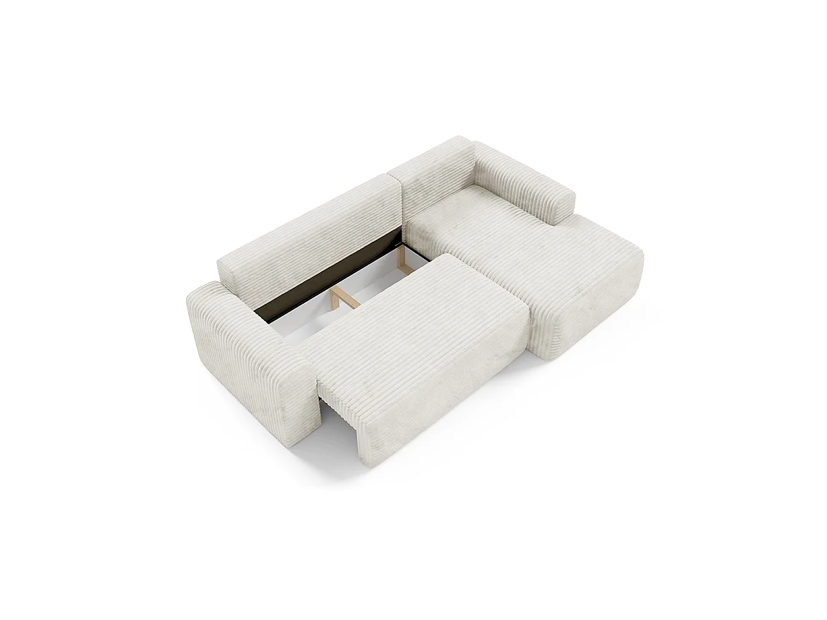 Canapé d'angle droit convertible 3 places avec coffre Romeo Blanc cassé