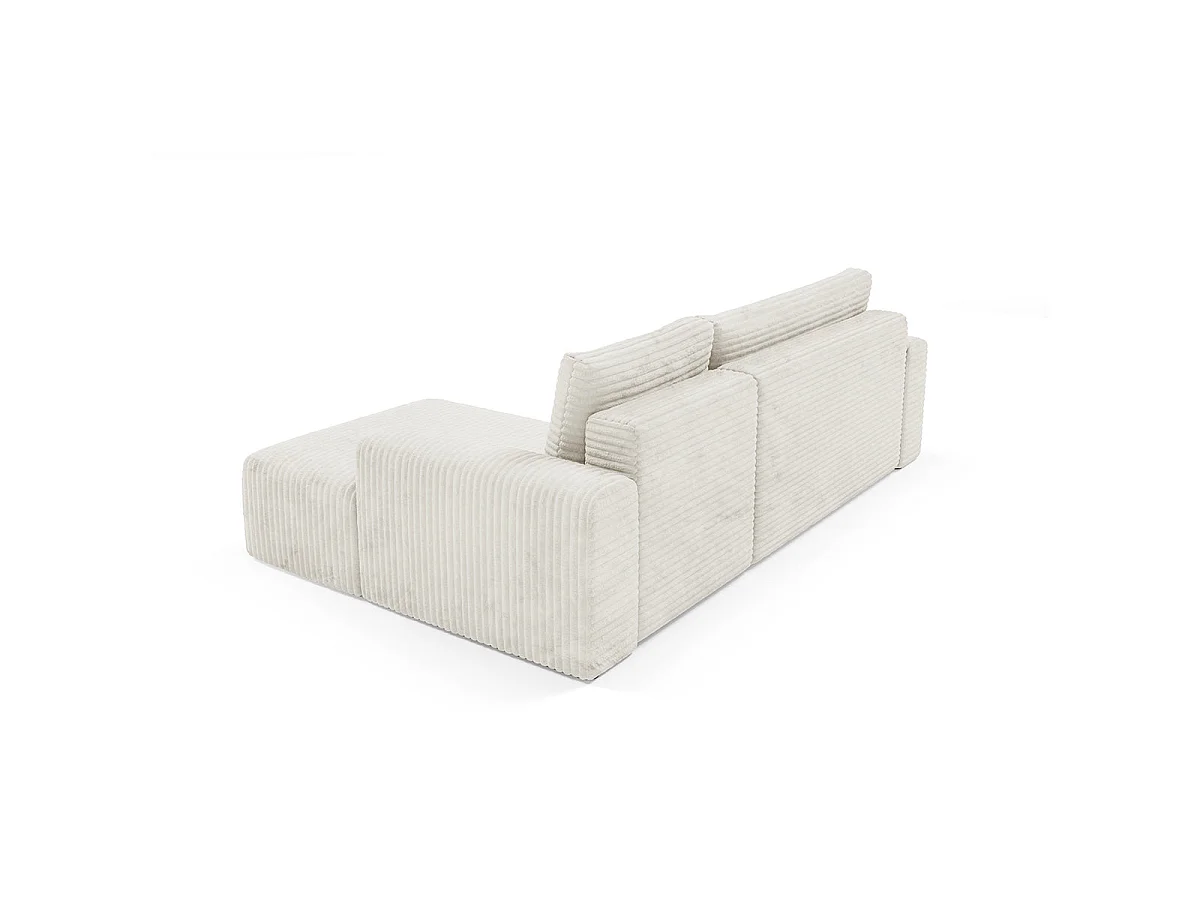 Canapé d'angle droit convertible 3 places avec coffre en tissu blanc ROMEO