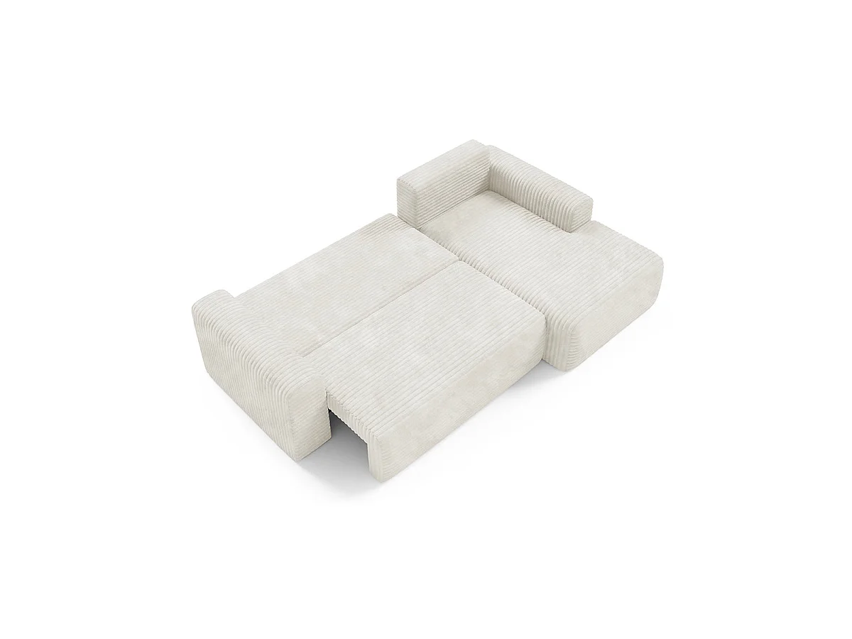 Canapé d'angle droit convertible 3 places avec coffre en tissu blanc ROMEO