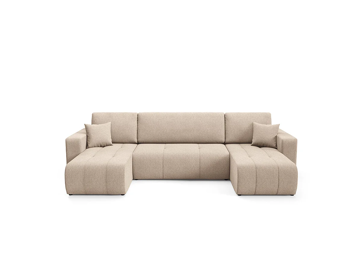 Canapé en U 5 places convertible avec coffre Vasco Beige