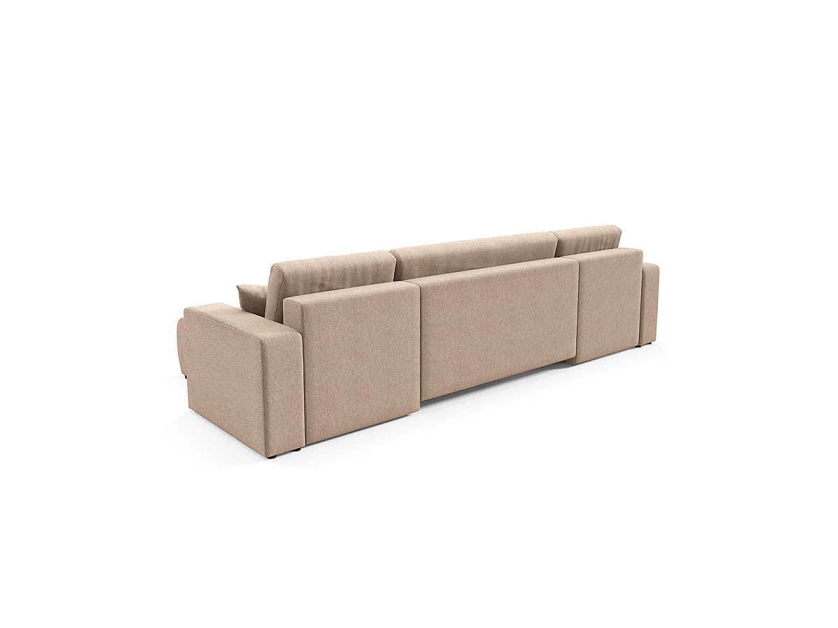 Canapé convertible 5 places avec coffre en tissu beige VASCO