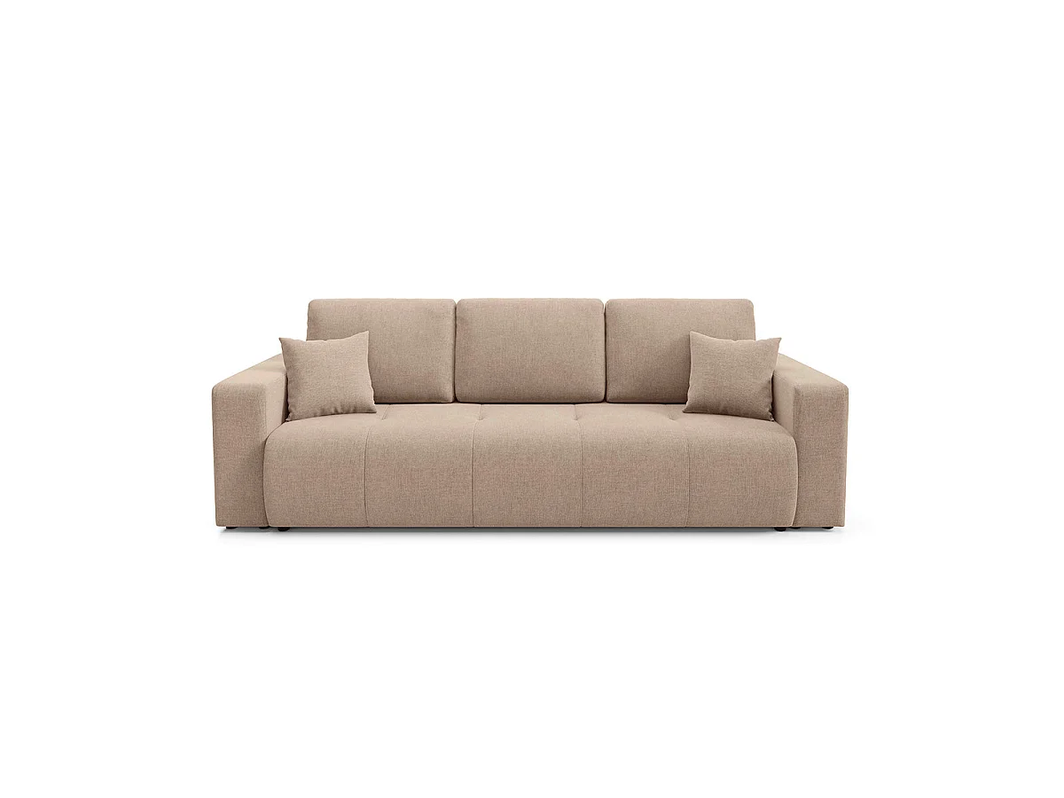 Canapé convertible 3 places avec coffre en tissu beige GIULIA