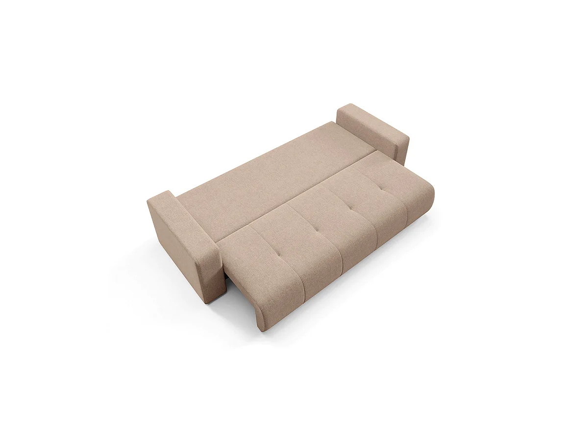 Canapé convertible 3 places avec coffre en tissu beige GIULIA