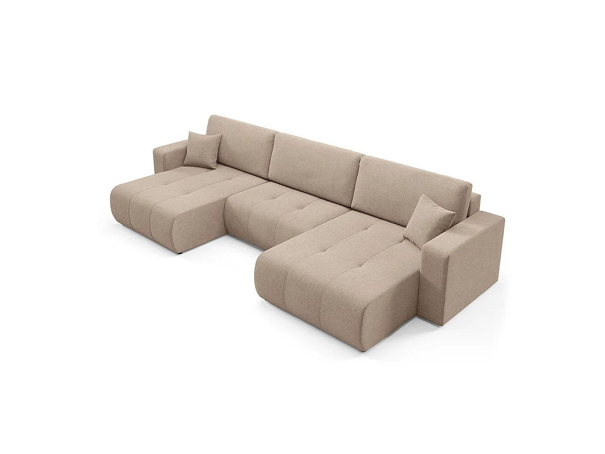 Canapé en U 5 places convertible avec coffre Giulia Beige