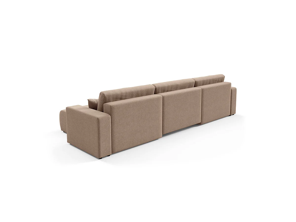 Canapé convertible 5 places avec coffre en tissu beige GIULIA