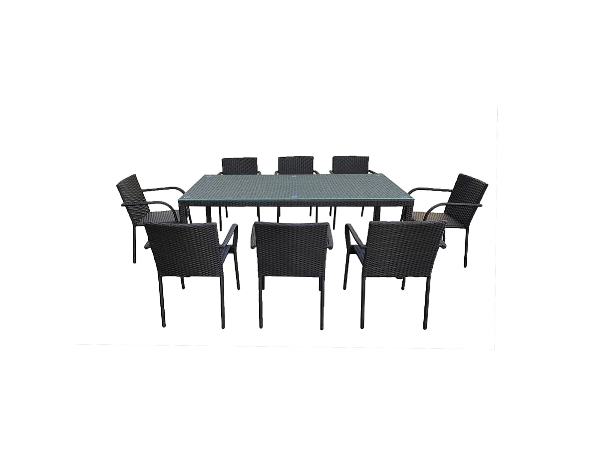 Set tuintafel en stoelen 8 zits Rio Zwart