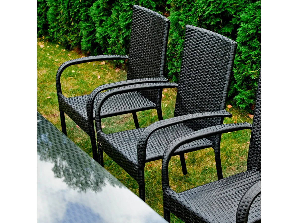 Set tuintafel en stoelen 8 zits Rio Zwart