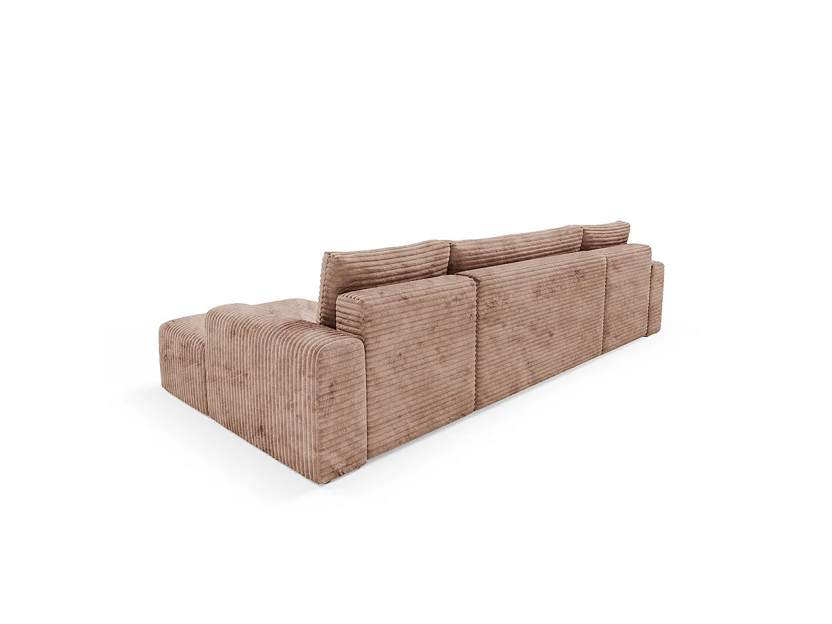 Canapé convertible 5 places avec coffre en tissu marron ROMEO