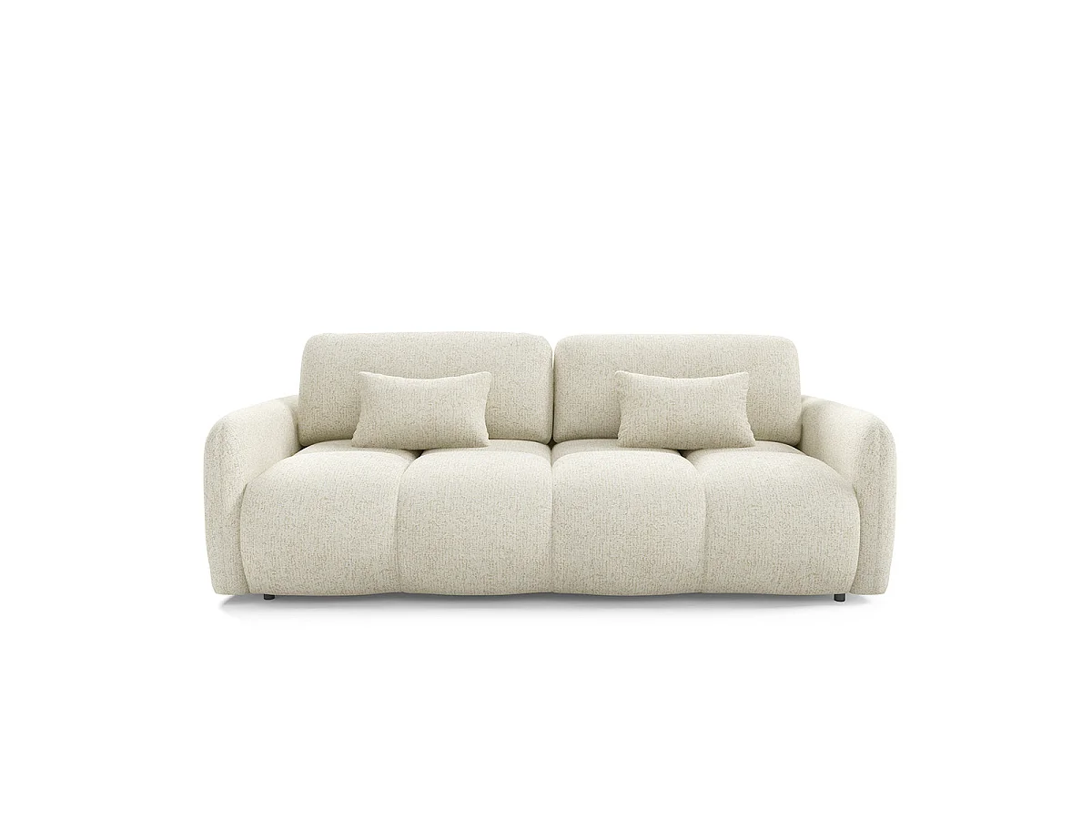 Canapé convertible 3 places avec coffre en tissu blanc VITTORIA