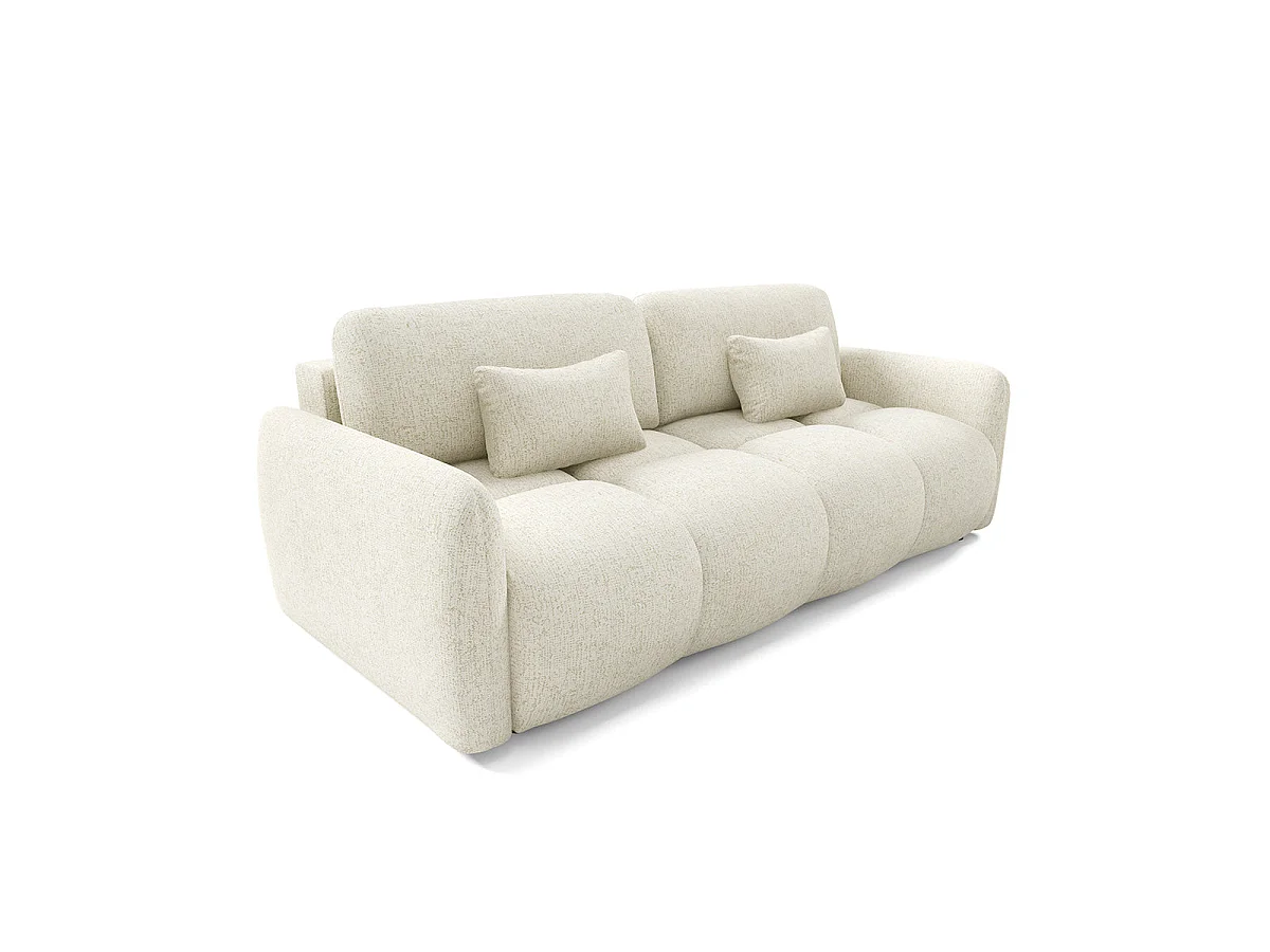 Canapé convertible 3 places avec coffre en tissu blanc VITTORIA
