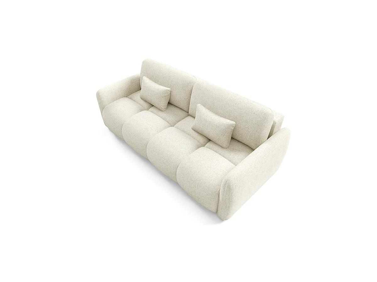 Canapé convertible 3 places avec coffre en tissu blanc VITTORIA