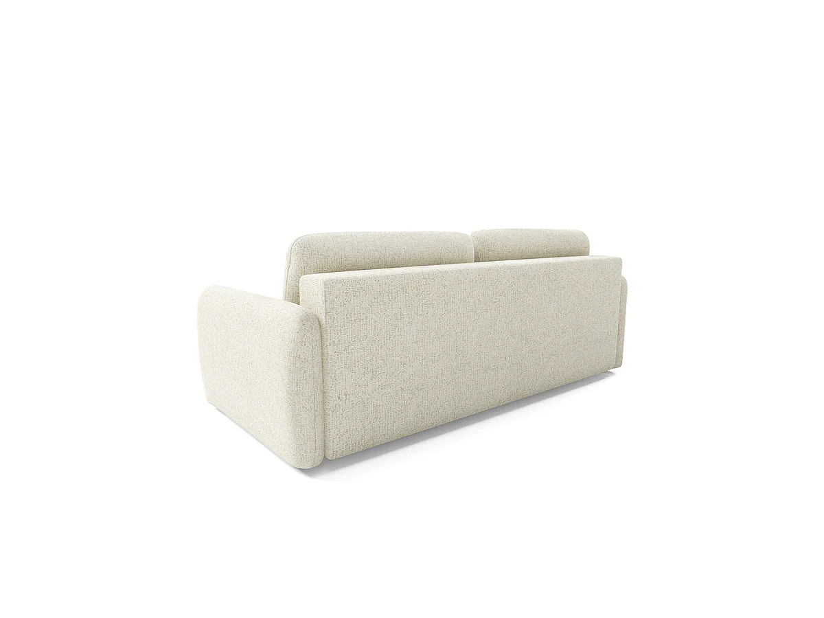 Canapé convertible 3 places avec coffre en tissu blanc VITTORIA