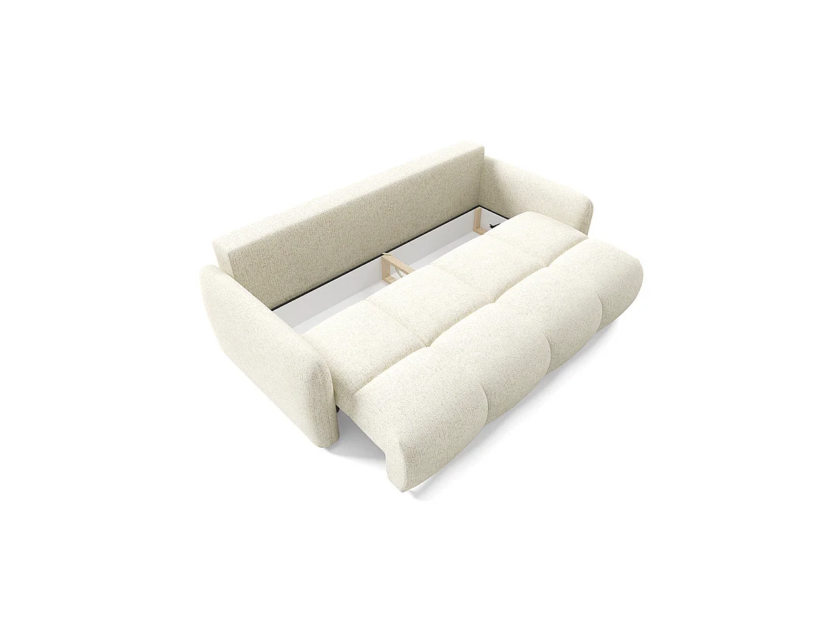 Canapé convertible 3 places avec coffre en tissu blanc VITTORIA