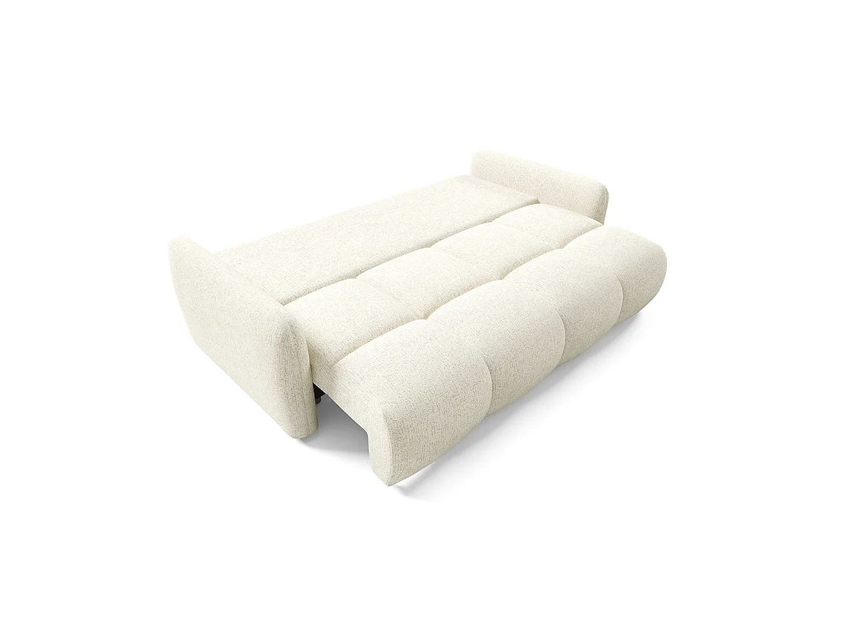 Canapé convertible 3 places avec coffre en tissu blanc VITTORIA